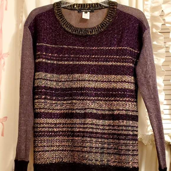 Nanette Lepore Lurex Metallic Midnight Sky Sweater - Picture 2 of 6